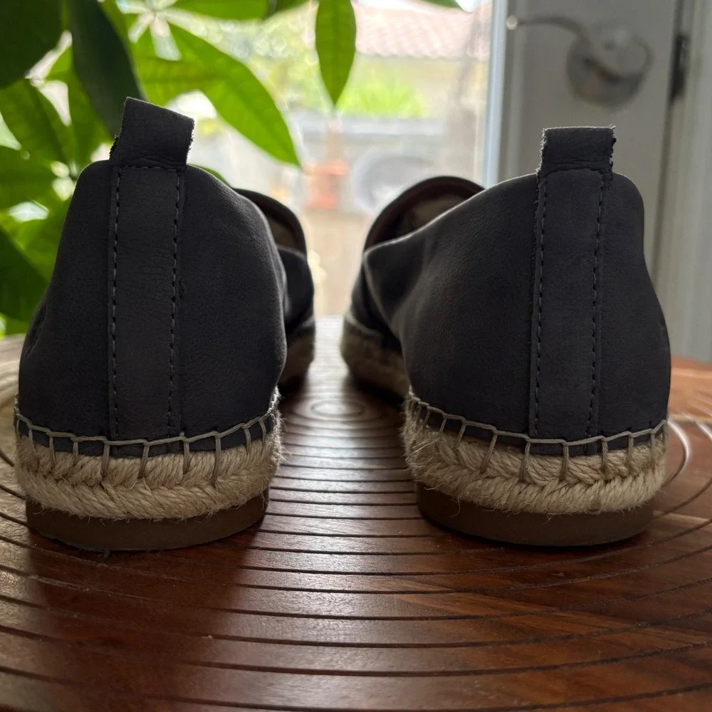 Lucky Brand Loretto Leather Espadrille Flats Blue Slate 9M LP-LORETTO